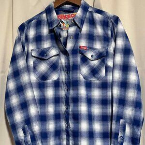 Dixxon Flannel Co. Whipeout Mens Blue and White Plaid Shirt Size M
